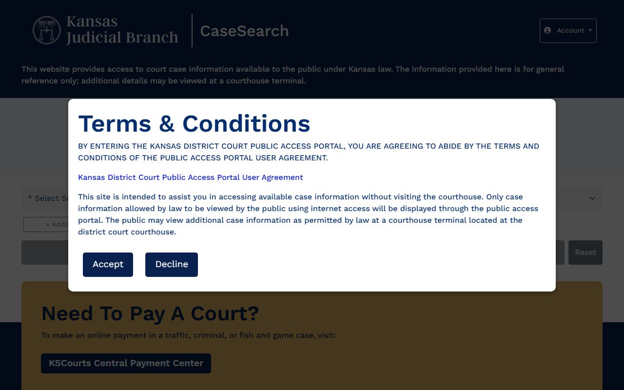Ottawa County court records Kansas Case Search portal