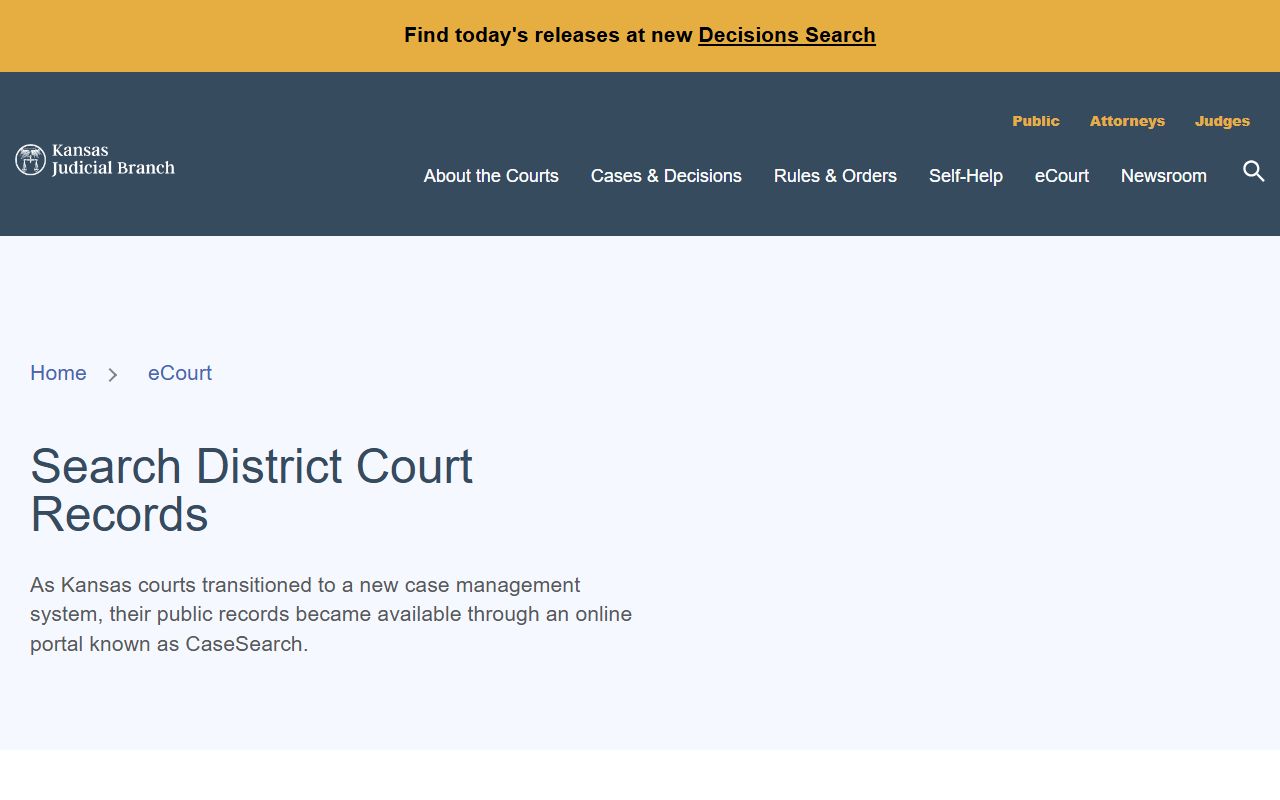Ottawa County District Court Kansas district court records page