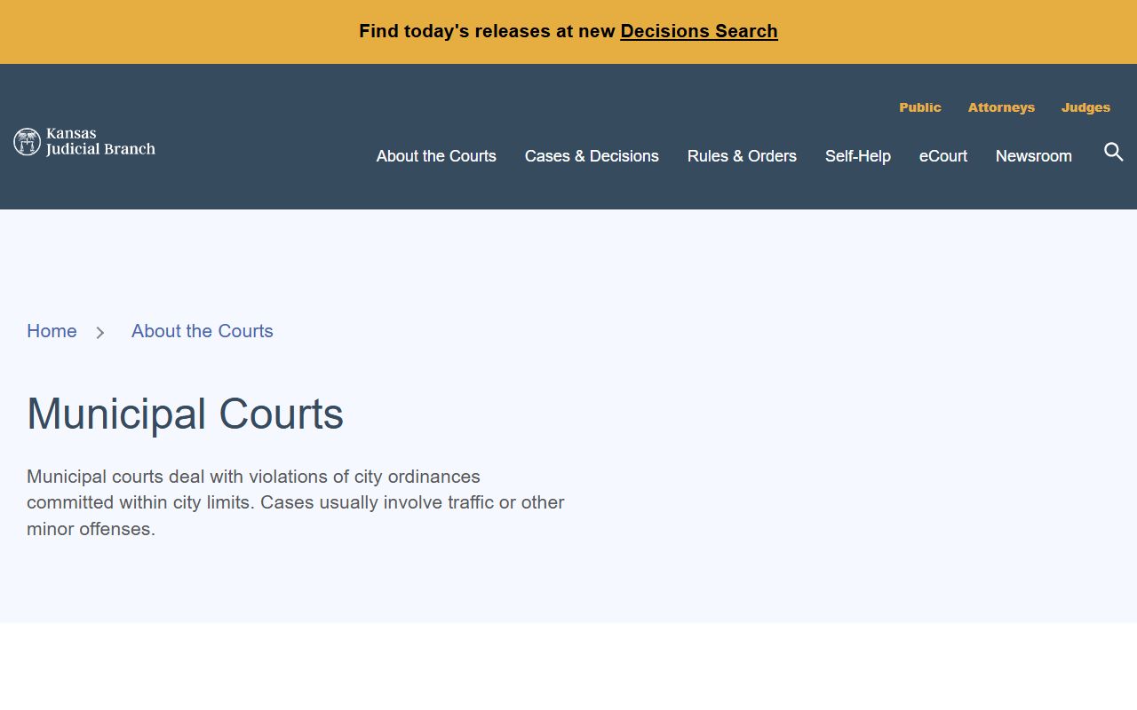 Ottawa County District Court Kansas municipal court overview
