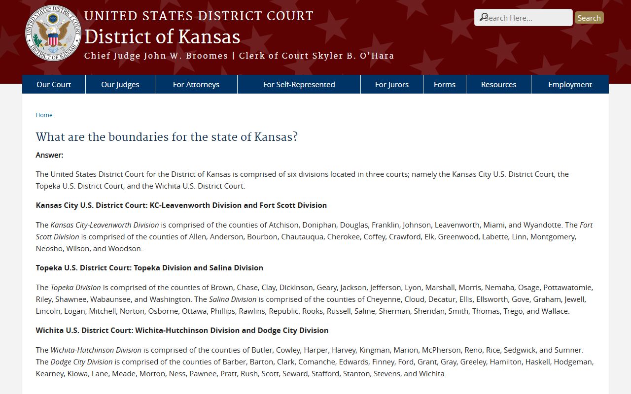 Ottawa County court records District of Kansas boundaries