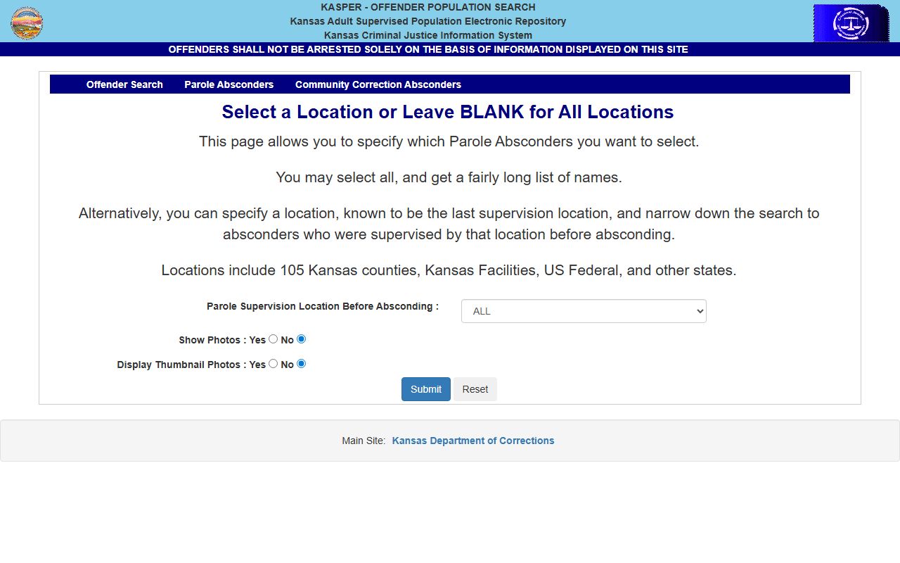 Ottawa County inmate records KDOC parole absconder search