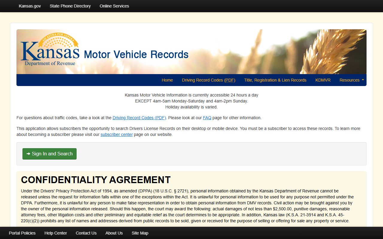Ottawa County traffic court records Kansas Motor Vehicle Records portal