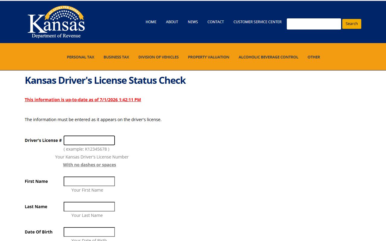 Ottawa County traffic court records KDOR driver's license status check