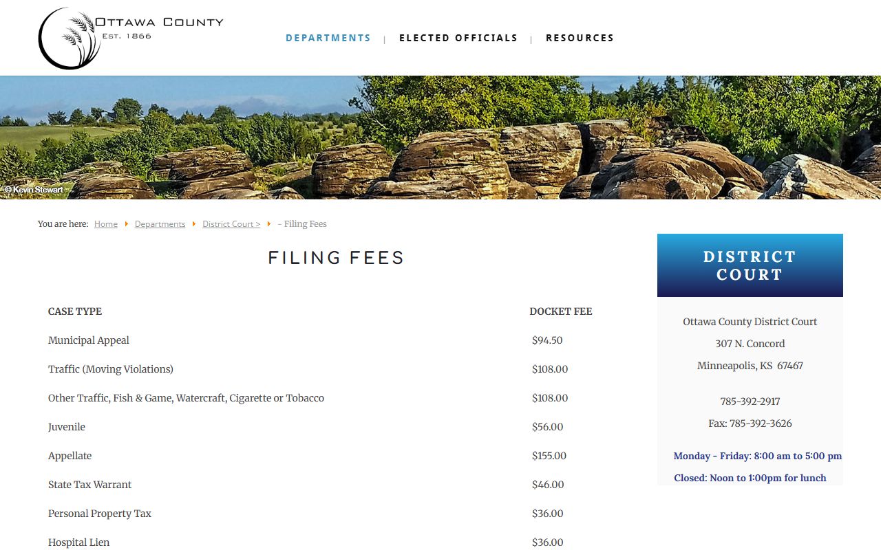 Ottawa County traffic court records District Court filing fees