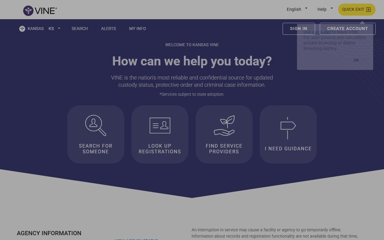 Ottawa County warrant search and Kansas VINELink custody portal